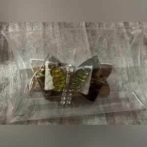 Gold/White Hair Bow | Rhinestone Butterfly | Children & Pets | New